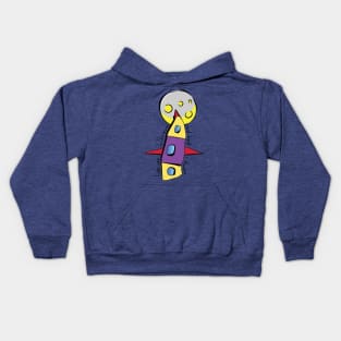 Cute hand-drawn rocket and moon - Love you to the moon and back Kids Hoodie